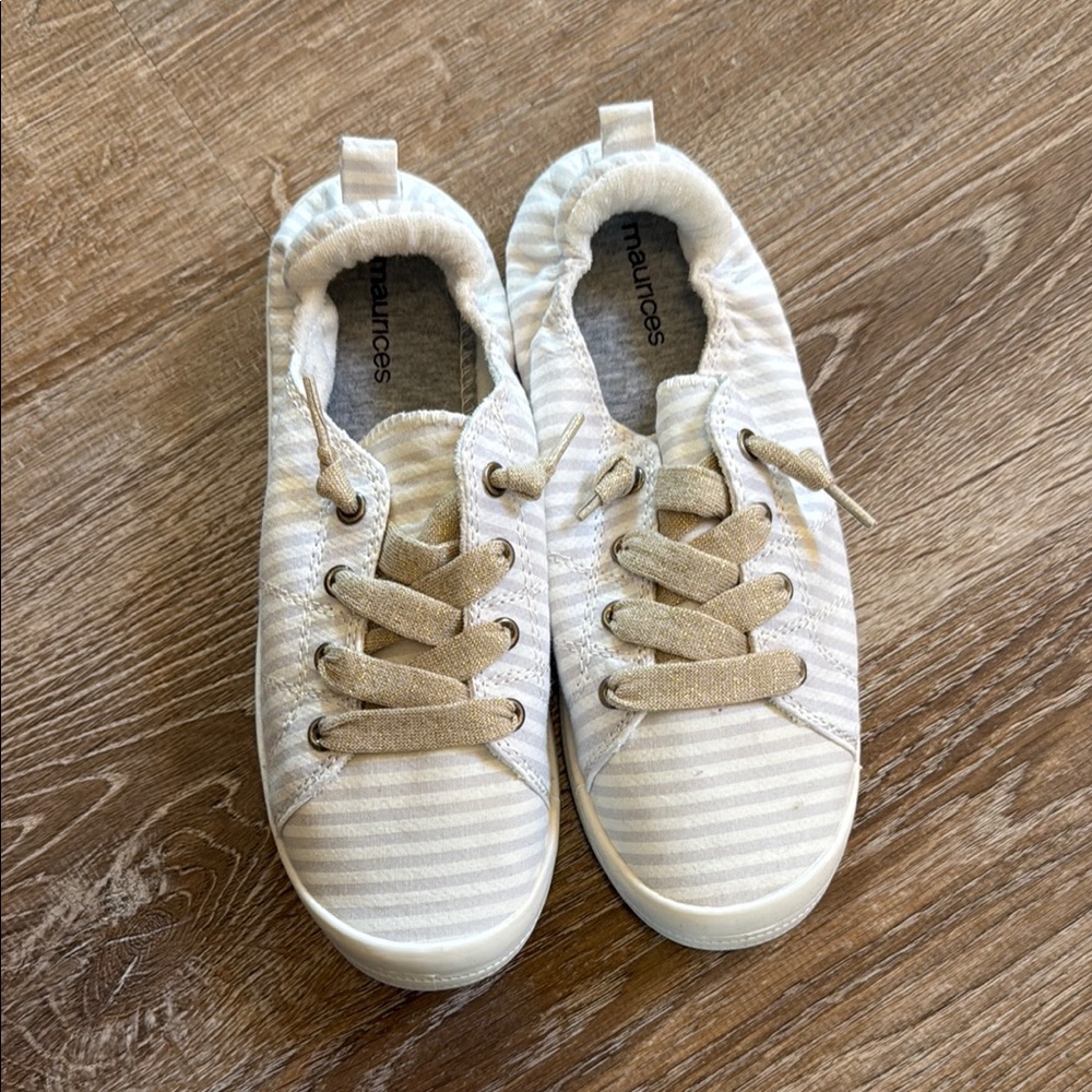 Maurices Tan and White Sneakers with Textured Upper